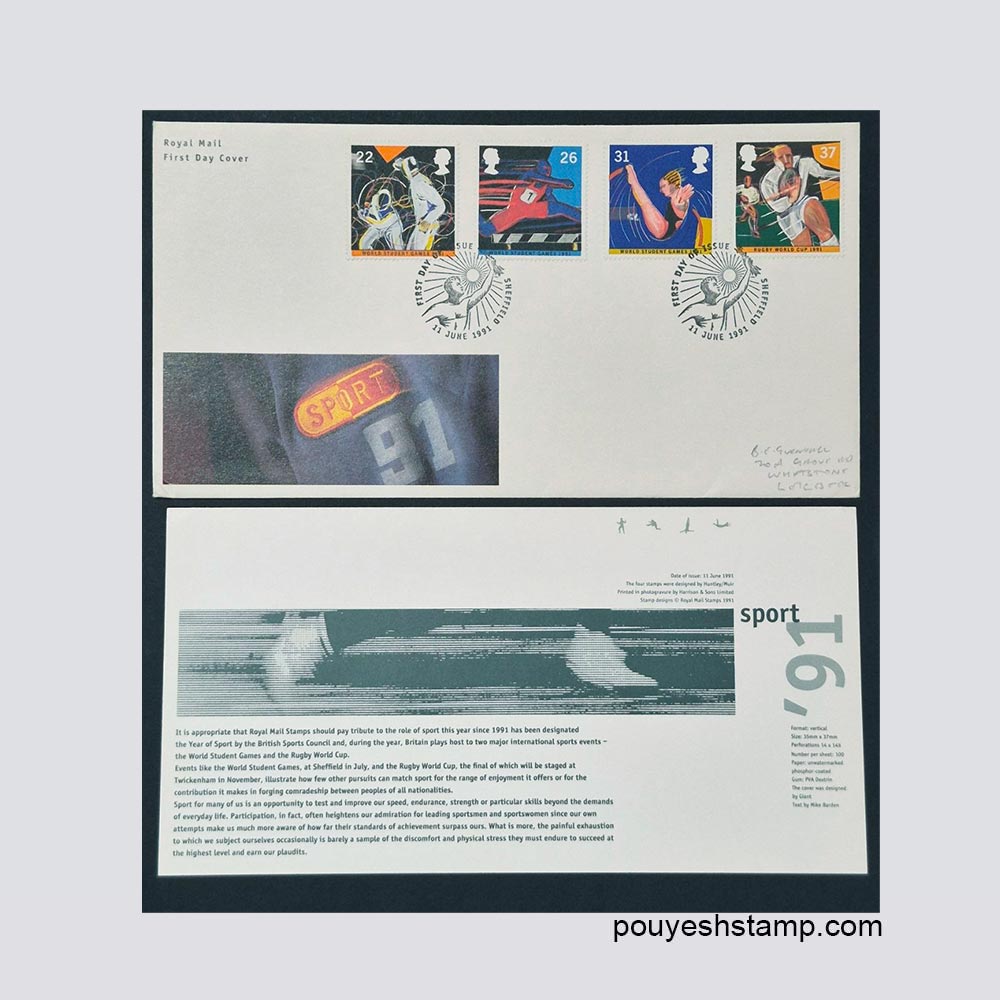 102 پاکت مهروز انگلستان_ورزشها 1991 - تصویر 1